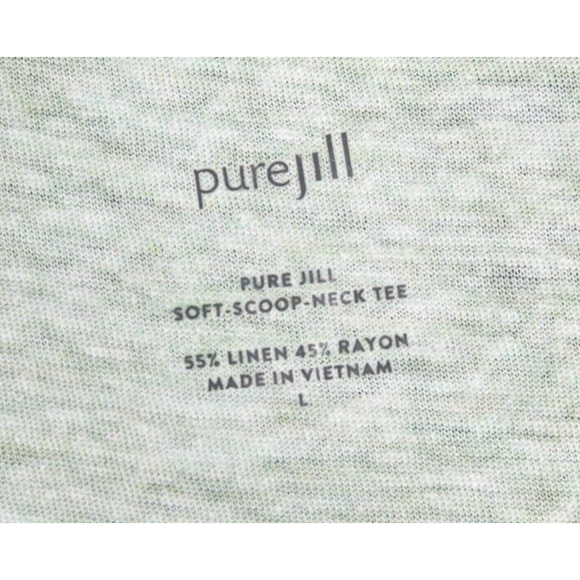 J Jill Pure Jill Shirt Womens Large Green Soft Scoop Neck Tee Linen Blend - Picture 2 of 8